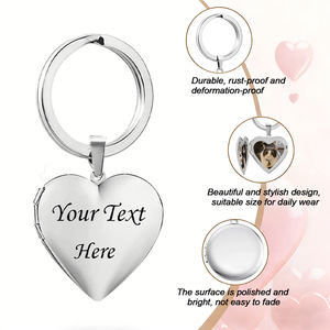 <span class=keywords><strong>Porte</strong></span>-clés personnalisé en acier inoxydable en forme de cœur avec <span class=keywords><strong>photo</strong></span>, nouveau modèle, simple, gravé, avec logo, en métal - Product Image 2