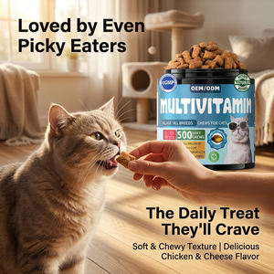 Multivitamines pour chat 8 en 1, croquantes et crémeuses, avec noyau au fromage, vitamines pour animaux de compagnie avec <span class=keywords><strong>taurine</strong></span>, soutien immunitaire, santé cardiaque et cutanée, compléments alimentaires pour chat - Product Image 5