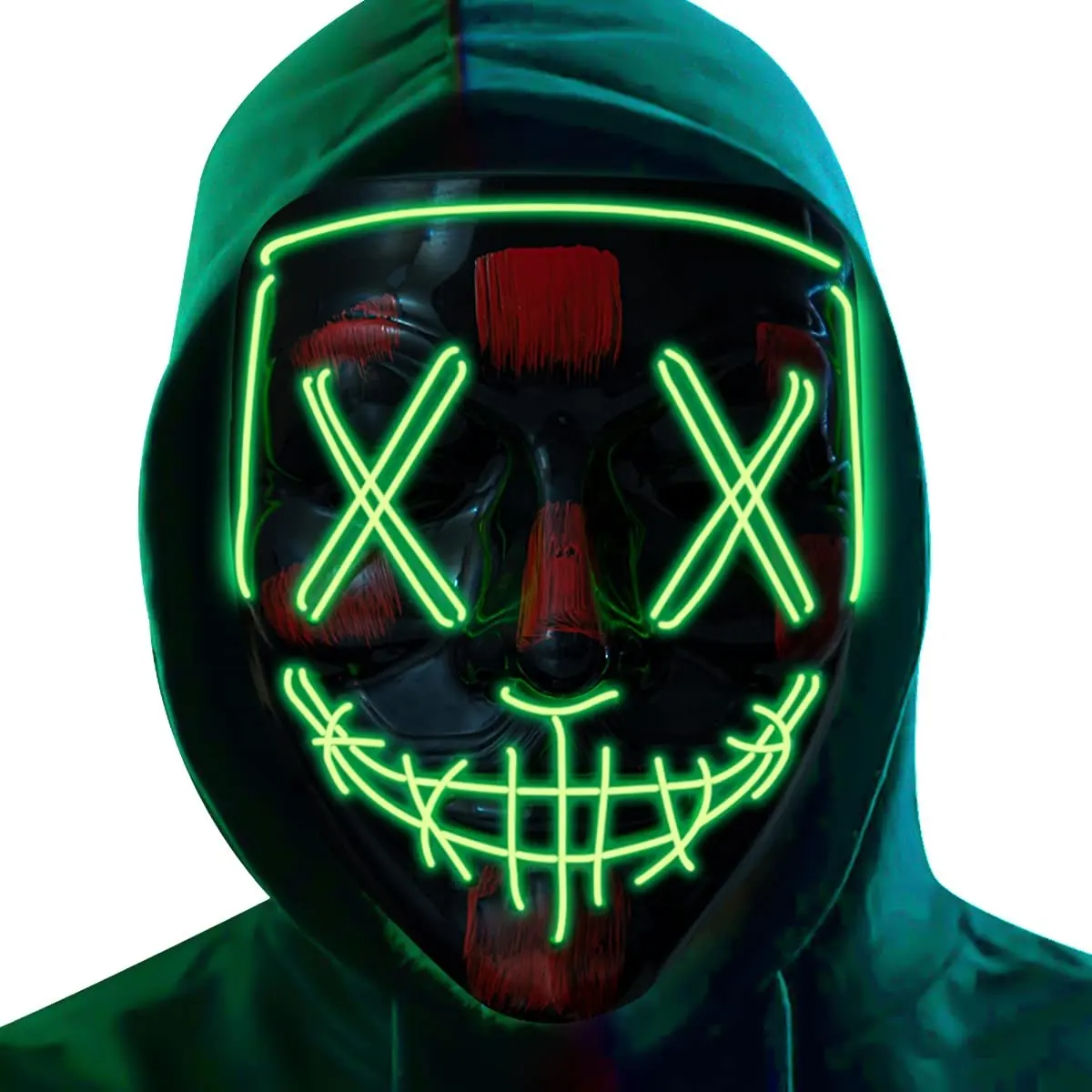 Poptrend Halloween Mask LED Light up Mask Scary mask for Festival Cosplay Halloween Costume Masquerade Parties Carnival Gift