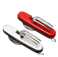 Ensemble de couverts de camping en acier inoxydable 6 en 1, cuillère, couteau, fourchette, pliable, survie en plein air, randonnée, pique-nique, vaisselle
