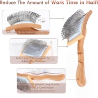 Brosse de toilettage double face en bambou carbonisé avec logo personnalisé pour chats et chiens, peigne anti-puces et brosse à poils pour animaux