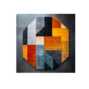 Alfombra Moderna Abstracta de Forma Irregular, Hecha a Mano con Lana de Nueva Zelanda, de Pelo Alto, Vibrante y Colorida, Antibacteriana e Impermeable - Product Image 6