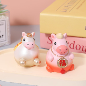 ชุดรูปปั้นม้าเรซิ่นนำโชค หลายชิ้น ของตกแต่งโต๊ะปีใหม่จีน ของขวัญเสริมฮวงจุ้ยสำหรับสำนักงาน - Product Image 3