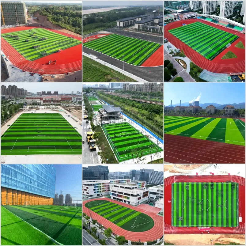 Simulazione professionale del campo da calcio prato sintetico parco giochi scolastico riempimento gratuito costruzione all'aperto erba artificiale tappeto erboso