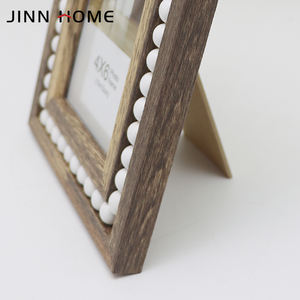 Jinn Home rustico 4 x6in cornice per foto in legno <span class=keywords><strong>con</strong></span> <span class=keywords><strong>perline</strong></span> bianche decorazione di nozze - Product Image 3
