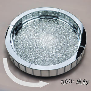 Fashion Design Contemporary Round Silver <b>Mirror</b> Decorative Tray Rotating Cosmetic Organiser Tray - Product Image 4