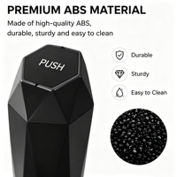 Mini poubelle de voiture avec couvercle, poubelle de voiture à bouton-poussoir en ABS, conteneur à déchets compact pour l'organisation de l'intérieur de la voiture