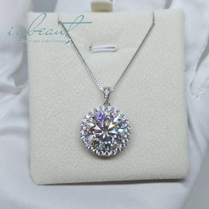 Nuevo Collar con Colgante de Plata 925 con Diamante Redondo Brillante de 10 Quilates, Color D, Moissanita, Pasa la Prueba del Diamante, Joyería para Mujer - Product Image 1