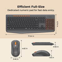 Combo Clavier et Souris Sans Fil USB Silencieux 2.4G BTC4133 avec 108 Touches pour Ordinateurs et Ordinateurs Portables