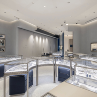 Vitrine de comptoir en verre antique européenne haut de gamme avec éclairage LED pour bijouterie et mobilier de vente au détail pour centre commercial