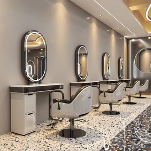Hot Sale LED Lighting Hair Salon Mirror Station Barber Shop Styling Design Mirror Lockers Furniture for Hair Salons - Product Image 2