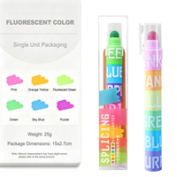 Stylo surligneur solide connectable à 6 sections, marqueur fluorescent arc-en-ciel empilable et portable, pour journal, étudiant, bureau