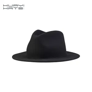 HUAYI כובעי אביב באיכות גבוהה רך צמר הרגיש פדורה כובעי גברים שחור מוכן ספינה