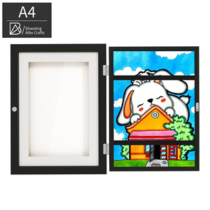 Trẻ em lật bìa hình ảnh khung MDF A4 trẻ em nghệ thuật lưu trữ hiển thị hộp ảnh khung tường treo tùy chỉnh bán buôn - Product Image 5