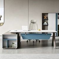Ensemble de bureau et chaise de direction moderne, table de direction minimaliste italienne, poste de travail élégant pour patron, mobilier de bureau pour salle de direction