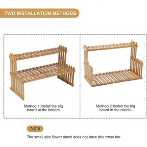<b>Mini</b> Bamboo Desktop Flower Stand 2 Tier Storage Rack For <b>Desk</b> Office Windowsill Planter - Product Image 2