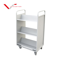 Vente en gros de meubles de bibliothèque Chariot de rangement mobile en métal pour librairie étanche Chariot à livres en acier avec roues