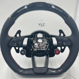 Volante Deportivo de Lujo Estilo Carreras en Fibra de Carbono con Costuras Rojas en Cuero para <span class=keywords><strong>Audi</strong></span> TT TTS TTRS R8 V8 <span class=keywords><strong>V10</strong></span> A6 A3 A5 - Product Image 4