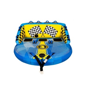 PVC Inflatable <b>Towable</b> Tube 77"L X 71"W X 35"H with Nylon Cover 3 Person for Water Sports - Product Image 1