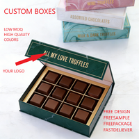Boîtes cadeaux en carton rigide magnétique portables vertes pour chocolats avec séparateur et poignée, boîtes de mariage vides personnalisées