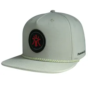 Custom cotton canvas classic 5 panel flat brim snapback with woven patch