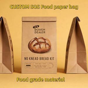 Sac en papier kraft SOS personnalisé 100% recyclé de qualité alimentaire avec fermeture magnétique pour pain, sandwich, pâtisserie, logo en sérigraphie - Product Image 2