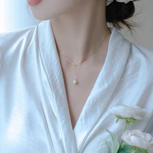 Collar de Perlas de Agua Dulce Naturales en Forma de Y, Plata 925, Chapado en Oro, Estilo Retro Chic, Diamante Versátil, Accesorio para Clavícula, Internet - Product Image 4