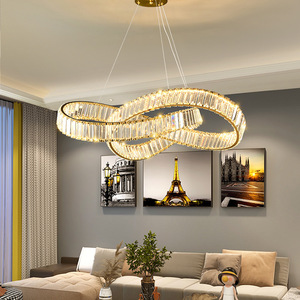 Lustre moderne en cristal doré de luxe pour <span class=keywords><strong>mariage</strong></span>, salon, simple, moderne, hauteur réglable, économie d'énergie, suspension au <span class=keywords><strong>plafond</strong></span> - Product Image 2