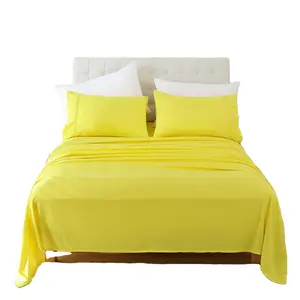 Easy care Bedding 4 Piece Bed Sheet Set 1 Fitted & Flat Sheet with 2 Pillowcases Soft Brushed Polyester Microfiber Fabric
