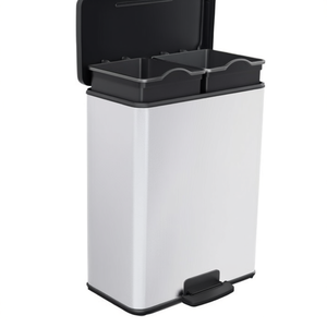 Cestino per Rifiuti con Pedale per Riciclaggio 26+26 L in Acciaio Metallizzato a Doppio Scomparto per Uso in Cucina - Product Image 2