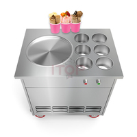 Machine à glace roulée thaïlandaise instantanée à plaque unique, pour faire des glaces frites thaïlandaises et des glaces roulées de Taiwan, avec 6 bacs