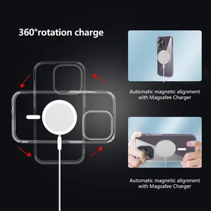Оригинальное качество для Apple Iphone 13 14 Pro Max Mag безопасный магнитный кольцевой чехол для телефона прозрачный силиконовый Magsafing Беспроводное зарядное устройство
