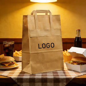 Sac en papier kraft personnalisé pour emporter les aliments à emporter, sac en papier kraft pour la restauration rapide avec film d'aluminium intérieur - Product Image 2