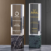 Trofeo de Cristal y Mármol Personalizado, Diseño Creativo para Eventos Corporativos, Recuerdo de Vidrio de Alta Gama con Nombres Grabados, Trofeo Excepcional