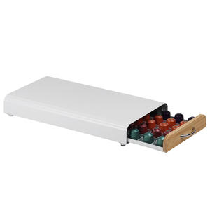 Porte-capsules de café <span class=keywords><strong>Nespresso</strong></span> en métal, 50 pièces, rangement à tiroirs, avec déflecteur en bois, pour la cuisine - Product Image 1