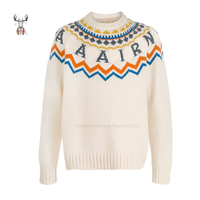 Pull chaud en coton pour hommes, casquette surdimensionnée, luxe, laine de cachemire, tricot Jacquard, personnalisé, ras du cou
