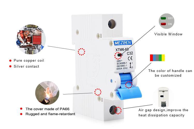 IEC 60898-1 Mini Circuit Breaker MCB Type B C D Curve 1P 2P 3P 4P