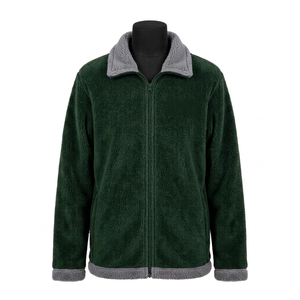 Men Winter Green Fleece Jacket Full Zip Sherpa Outerwear Warm Thick <b>Shaggy</b> <b>Coat</b> Custom Casual Heavyweight Plush Design Outdoor - Product Image 1