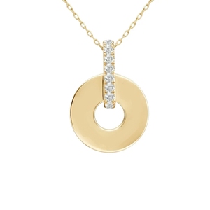 Ciondolo a Disco Donut con <span class=keywords><strong>Pietre</strong></span> CZ in Acciaio Inossidabile 316L, Charm Circolare Cavo, Gioiello Delicato per Collana da Donna, Base Vuota per Incisione - Product Image 1