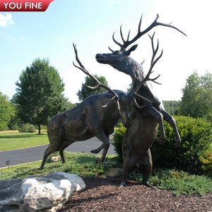 YOUFINE Scultura di <span class=keywords><strong>Cervo</strong></span> a Grandezza Naturale in Bronzo, Statua di <span class=keywords><strong>Cervo</strong></span> Ruggente Fusa a Mano per Decorazione di Giardini e Paesaggi Forestali - Product Image 3