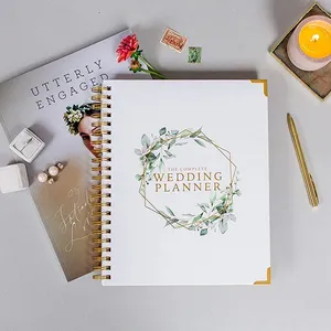 Planejador de casamento & organizador floral ouro, edição, diário, presente, noivado, livro, calendário