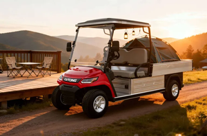 Voiture de golf électrique 2 places A827.H8 avec benne basculante pour l'élimination des mauvaises herbes et des résidus végétaux dans les plantations d'herbes - Product Image 3