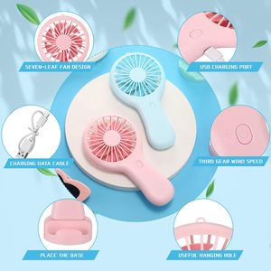 พัดลมมือถือขนาดเล็กแบบพกพาพร้อมที่ชาร์จไฟได้พัดลม USB ขนาดเล็กพับเก็บได้พร้อมฐาน - Product Image 4