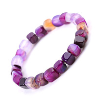 Bracelet et Jonc en Pierres Naturelles Style Romantique, Agate Carrée Jaune et Café, Fait Main, Unisexe, Cadeau, Vente en Gros