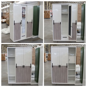 Armoire coulissante moderne <span class=keywords><strong>à</strong></span> 3 portes en acier, penderie métallique imprimée pour chambre <span class=keywords><strong>à</strong></span> coucher et maison, fabrication chinoise - Product Image 3
