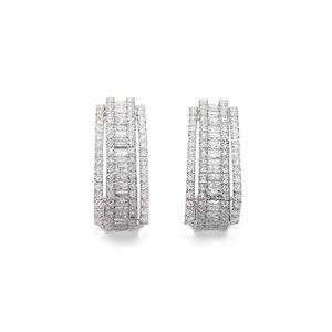 Orecchini E3748 in Oro Bianco con Diamanti Taglio Baguette Colore D Naturali Certificati GIA Gioielli di Lusso da Donna per Matrimonio - Product Image 1