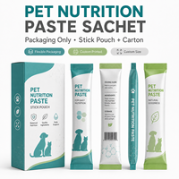 Sachet souple imprimé personnalisé pour pâte nutritionnelle pour animaux de compagnie, suppléments pour chiens et chats, avec carton pliable