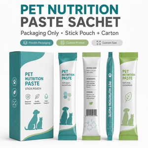 Maßgeschneiderte Haustier-Nahrungsergänzungspaste in Stick-Form, Bedruckte Flexible Verpackungsbeutel für Hunde- und Katzenpräparate mit Faltschachtel - Product Image 1