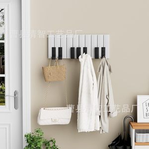 Piano Key Wall <b>Hooks</b> 50cm <b>Black</b> Keys Wall Mounted Coat Rack Entryway Clothes Organizer <b>Hook</b> Foyer Storage - Product Image 2