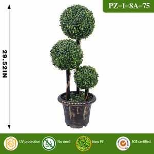 RUOPEI Arbre artificiel <span class=keywords><strong>en</strong></span> bois-plastique écologique, durable et résistant aux UV, type Milan Topiary, à trois boules, <span class=keywords><strong>en</strong></span> <span class=keywords><strong>pot</strong></span> pour - Product Image 3